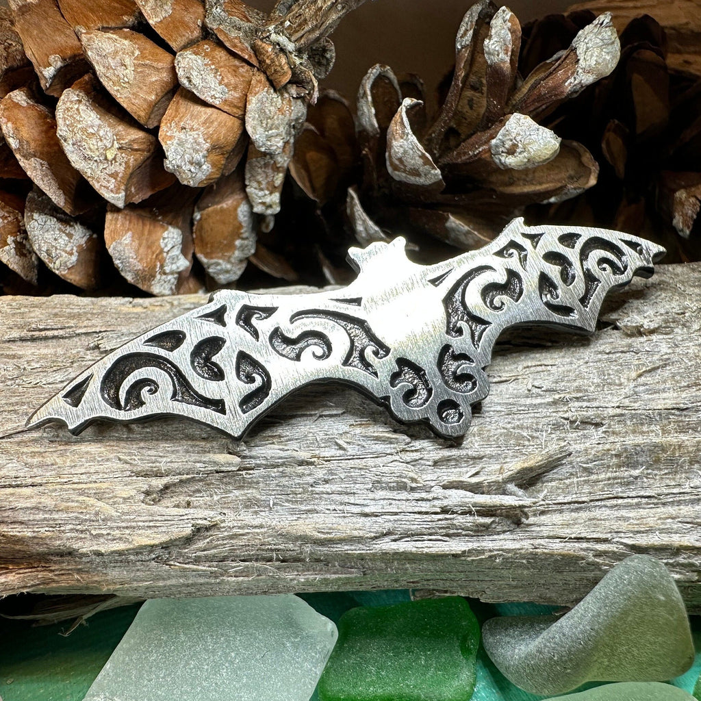 Gothic Bat Brooch in Pewter