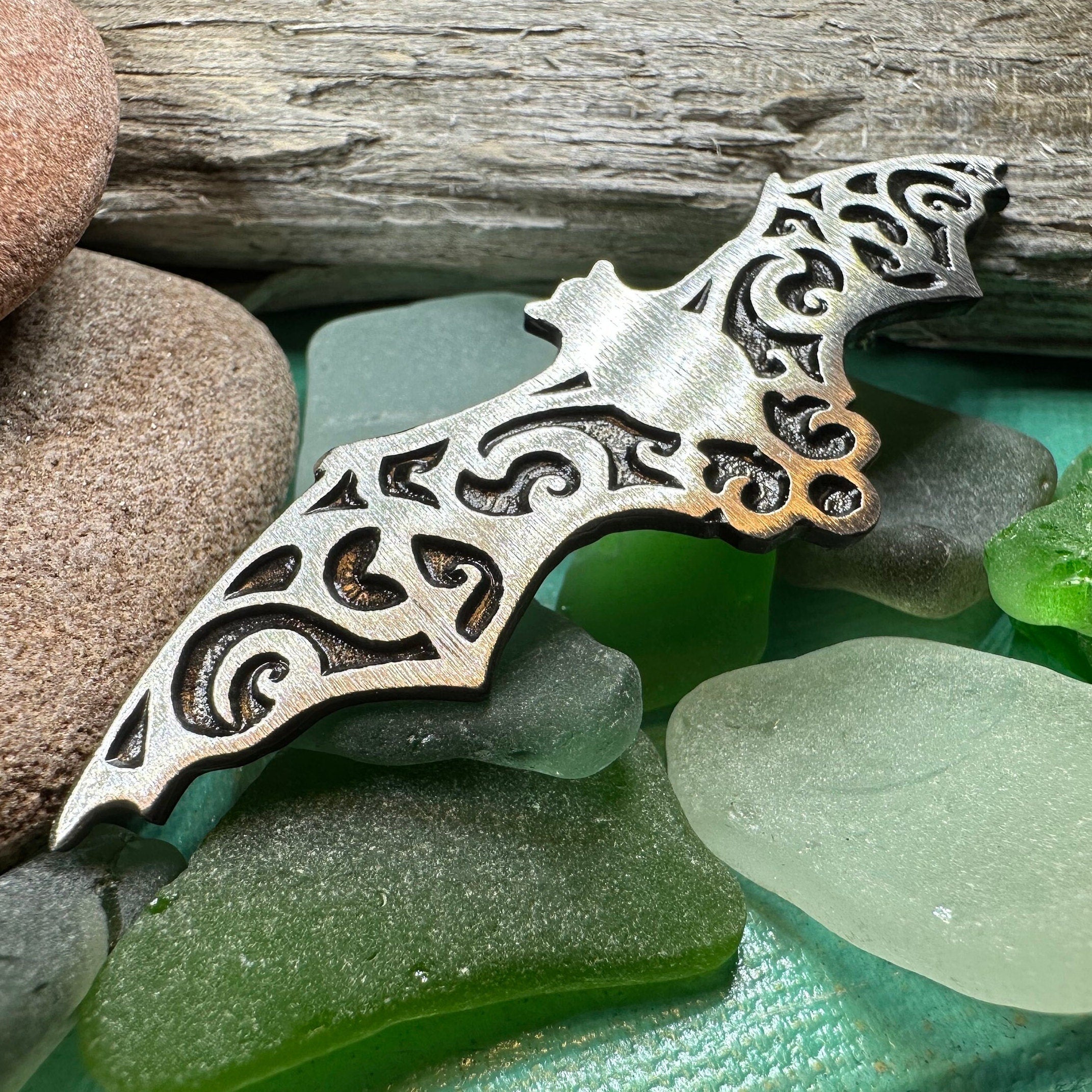 Gothic Bat Brooch in Pewter