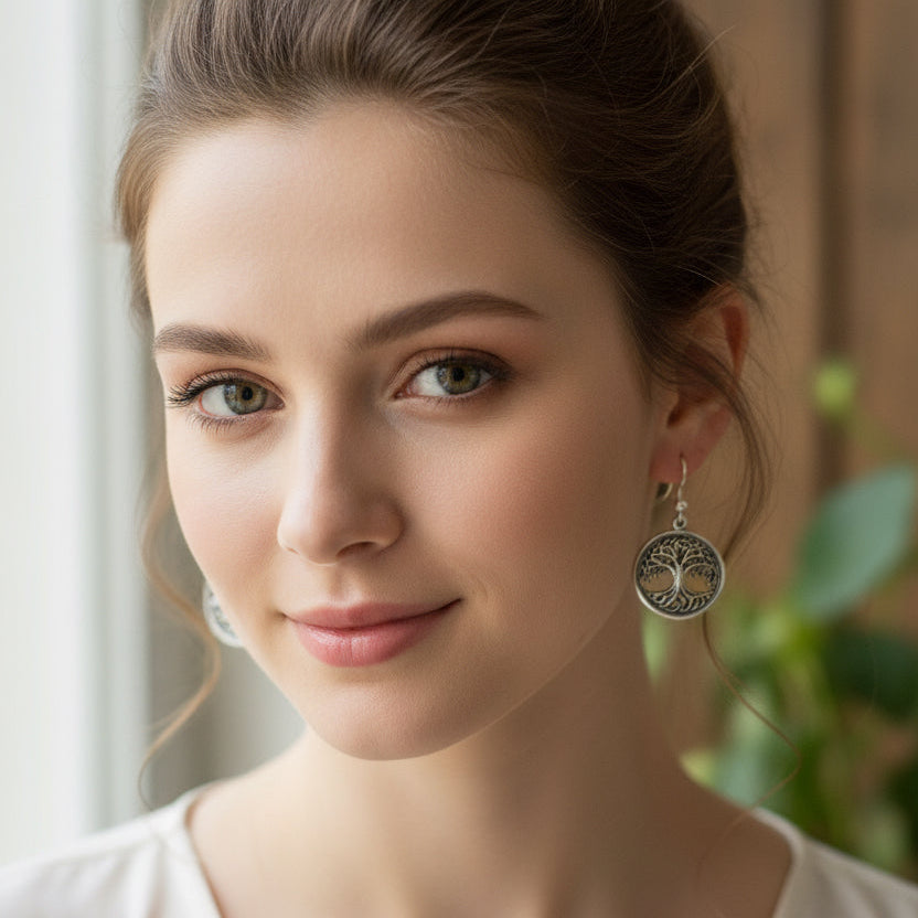 Brielle Celtic Tree of Life Earrings in Sterling Silver