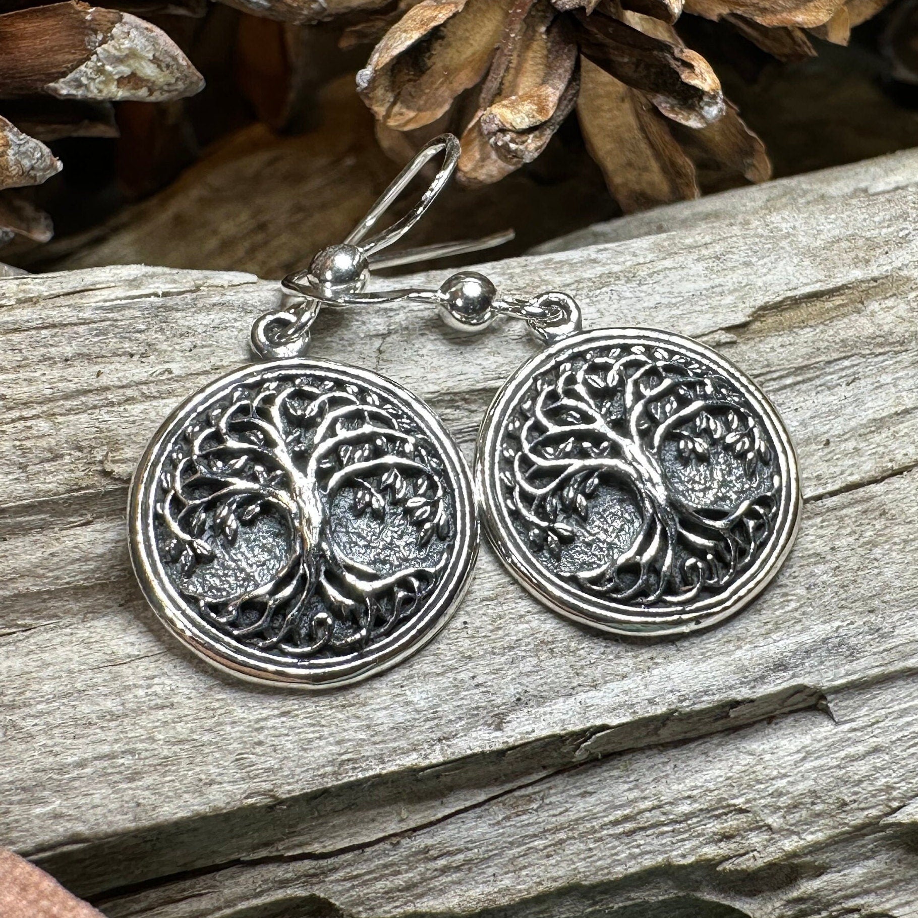 Brielle Celtic Tree of Life Earrings in Sterling Silver