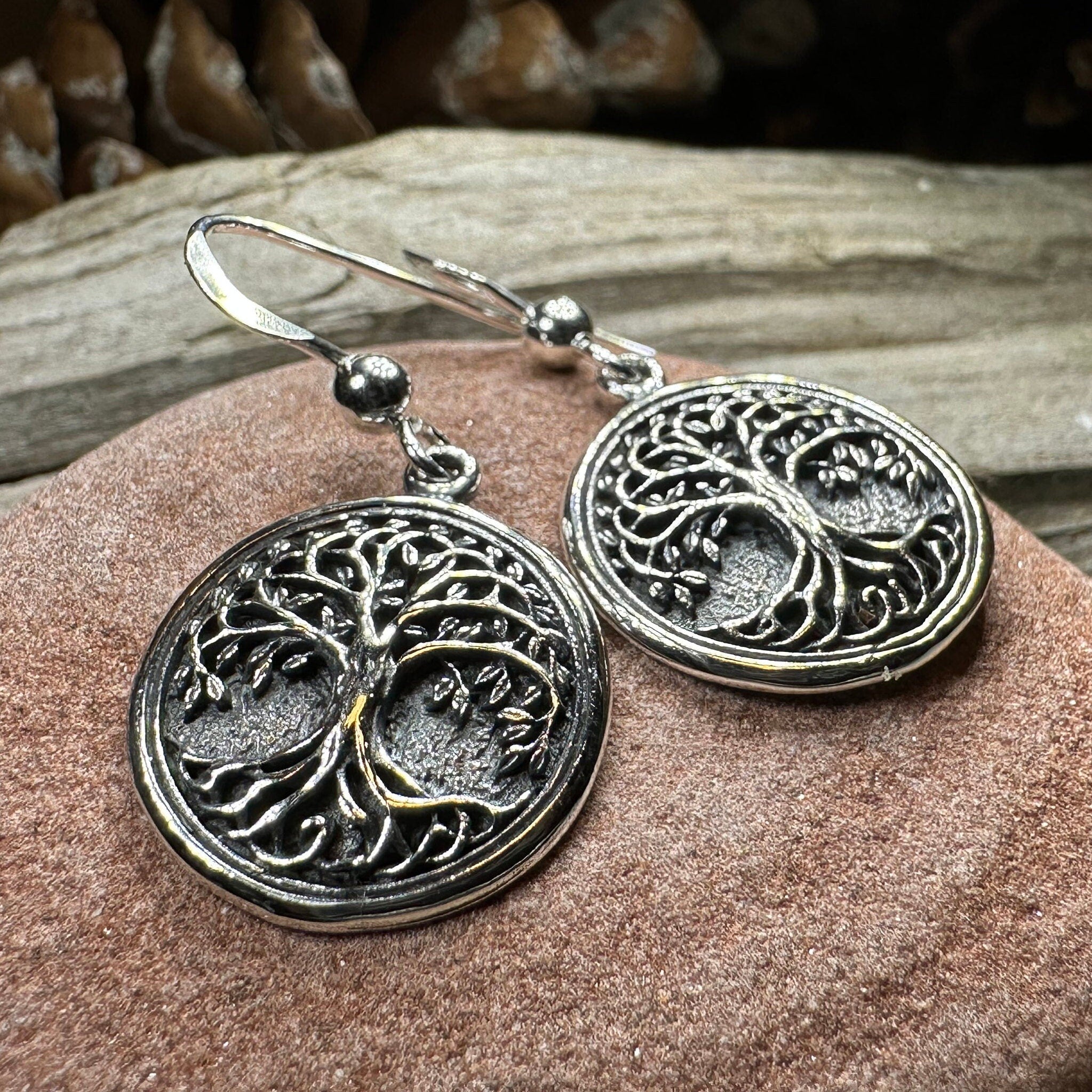 Brielle Celtic Tree of Life Earrings in Sterling Silver