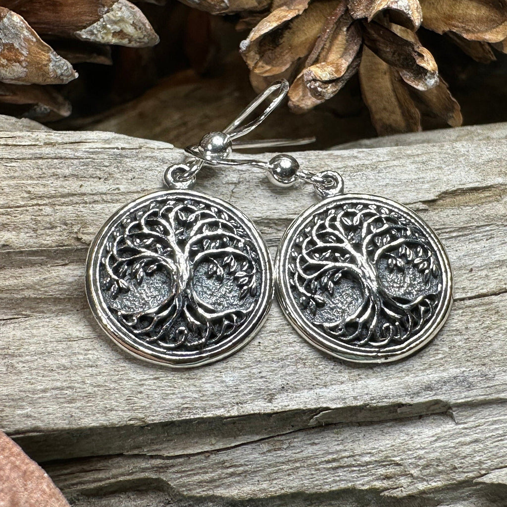 Brielle Celtic Tree of Life Earrings in Sterling Silver