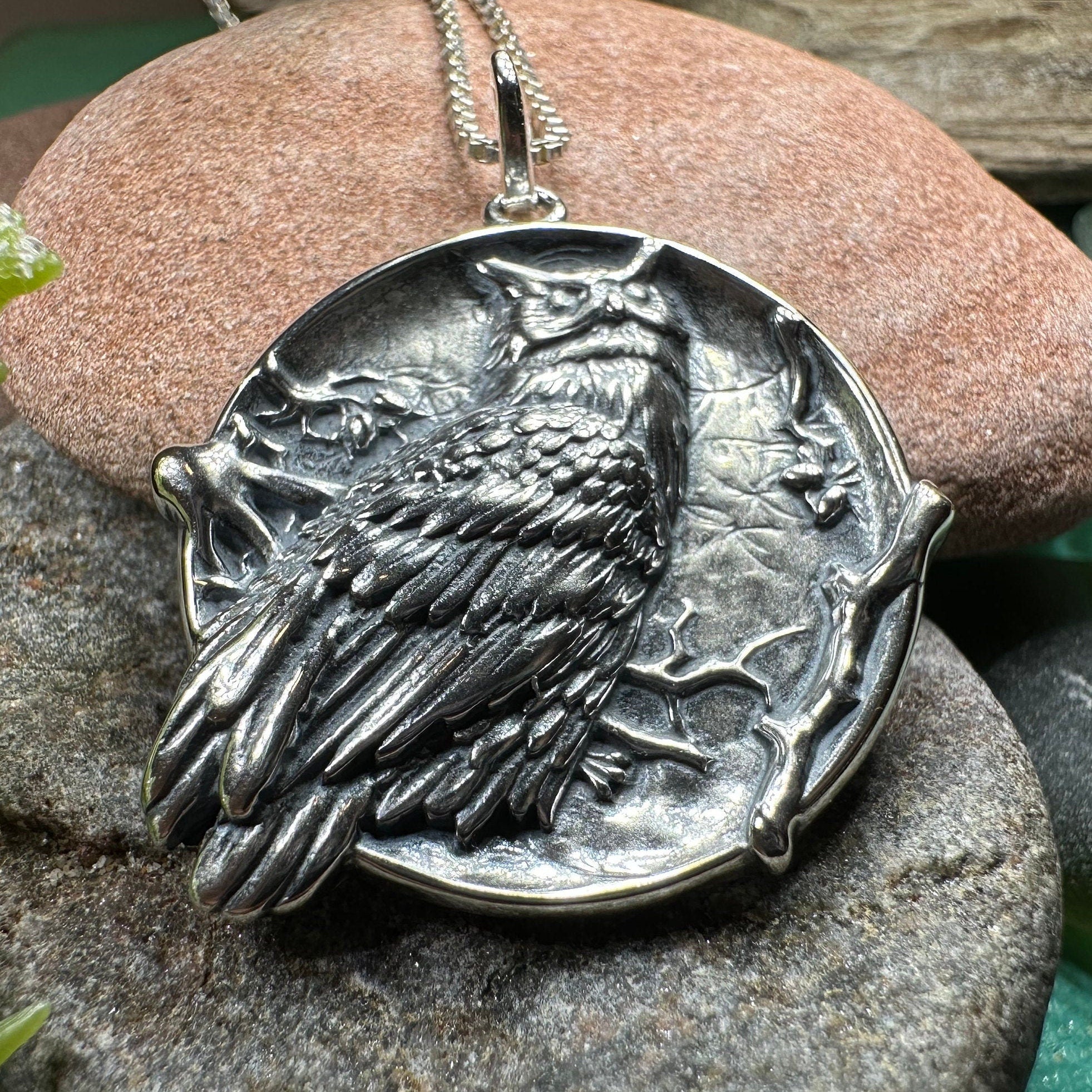Night Watcher Owl Moon Necklace