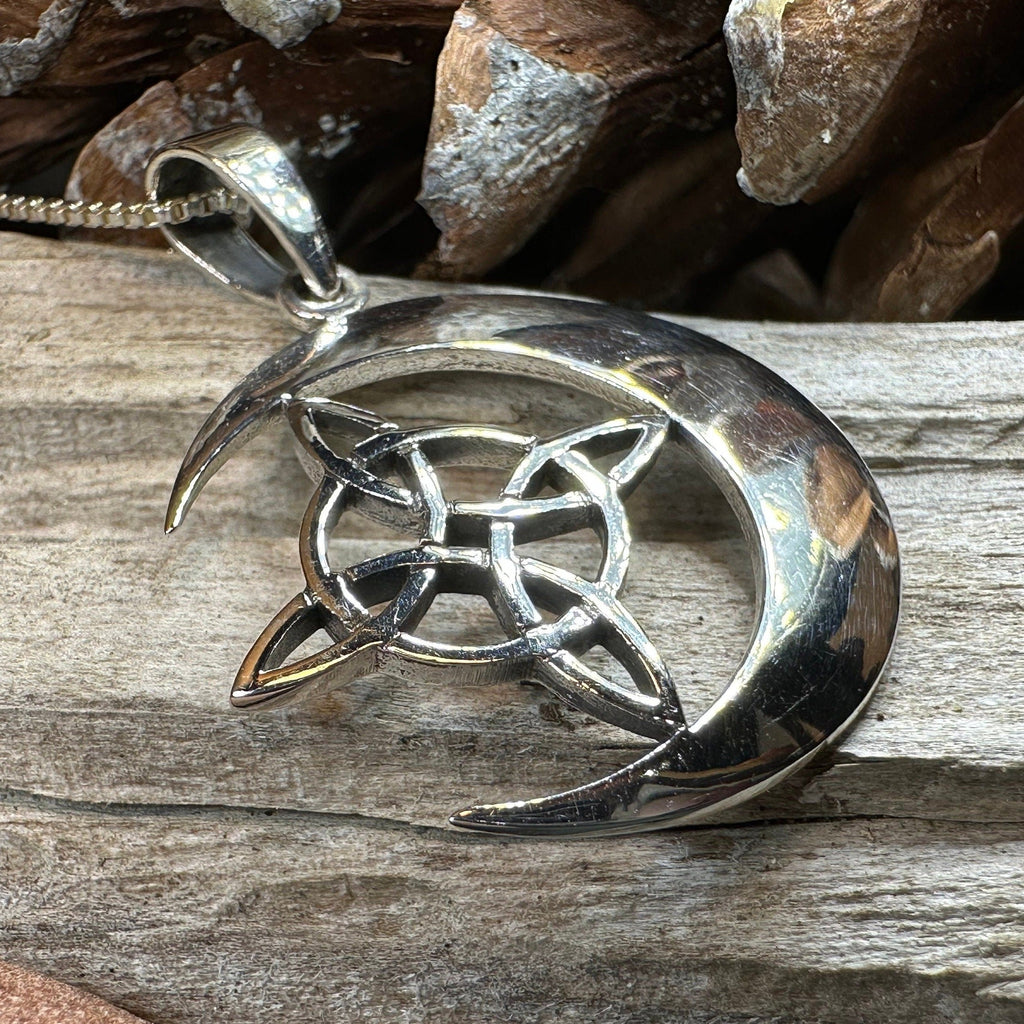 Erenay Celtic Moon Necklace in Sterling Silver