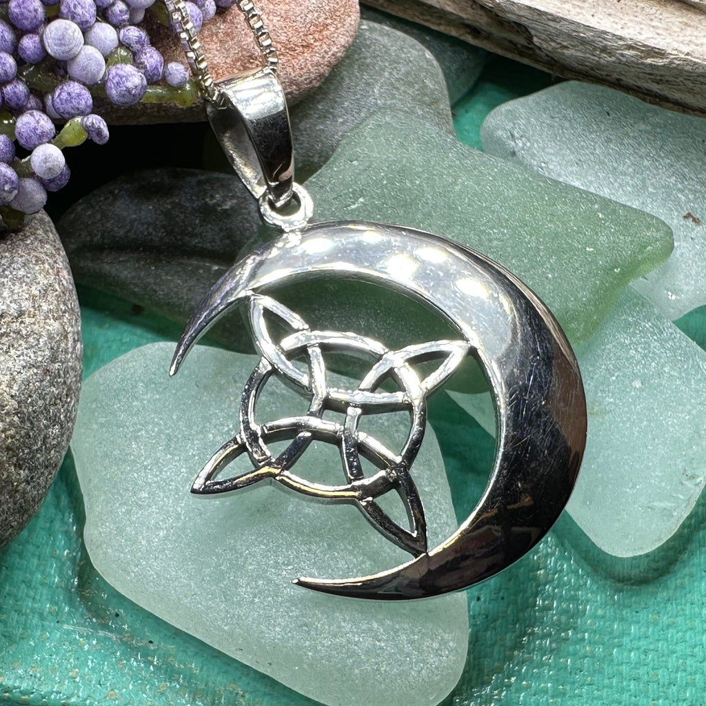 Erenay Celtic Moon Necklace in Sterling Silver