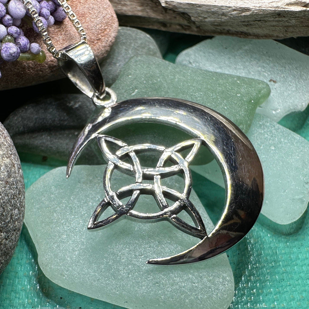 Erenay Celtic Moon Necklace in Sterling Silver