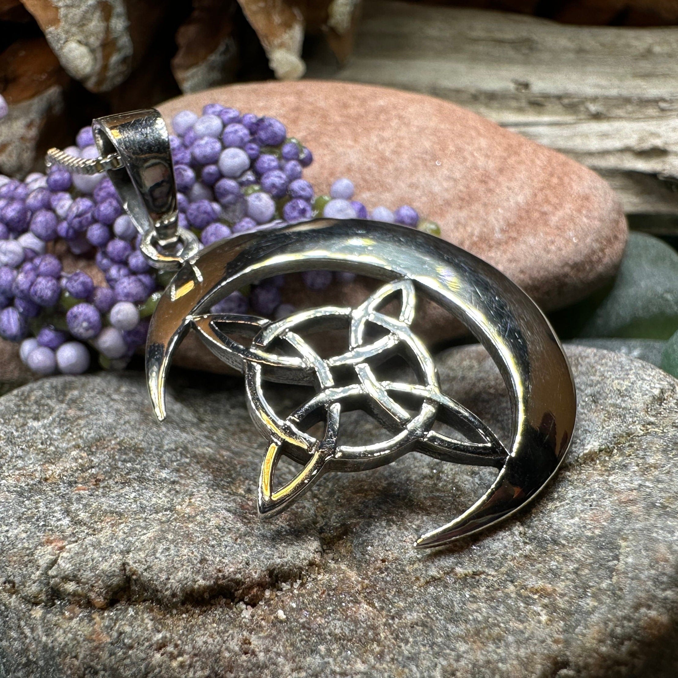 Erenay Celtic Moon Necklace in Sterling Silver