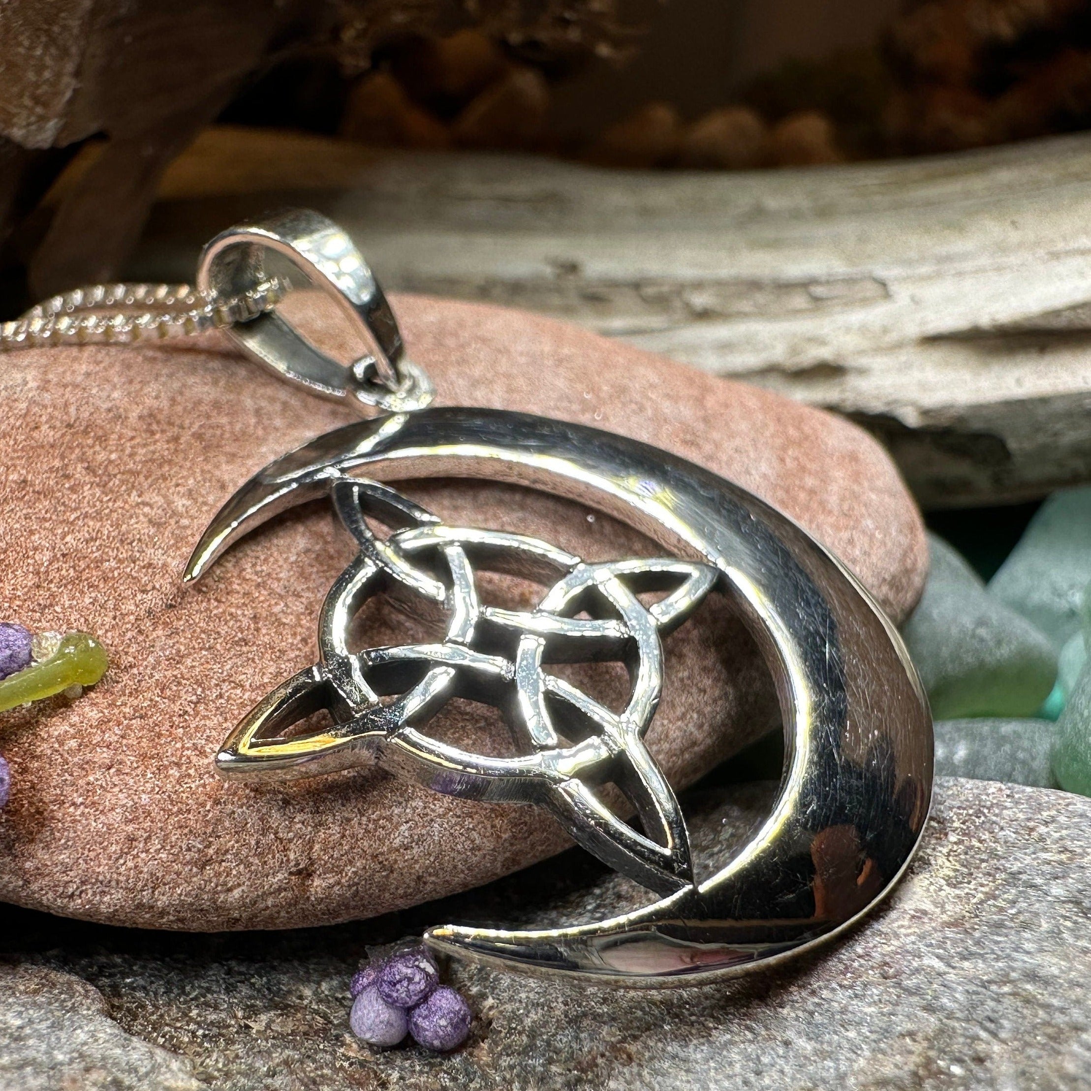 Erenay Celtic Moon Necklace in Sterling Silver