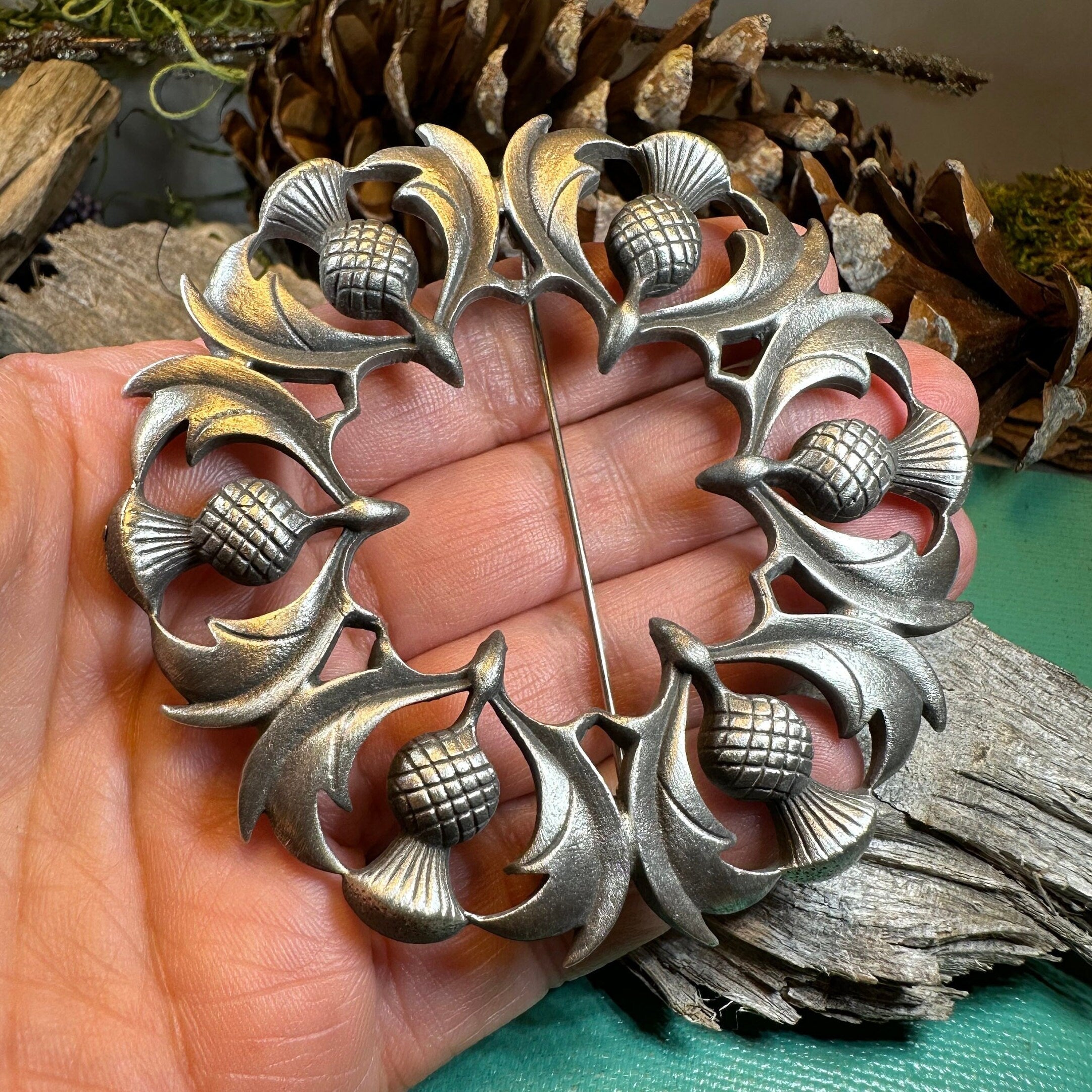 Thistle Tartan Brooch - Handmade in Scotland