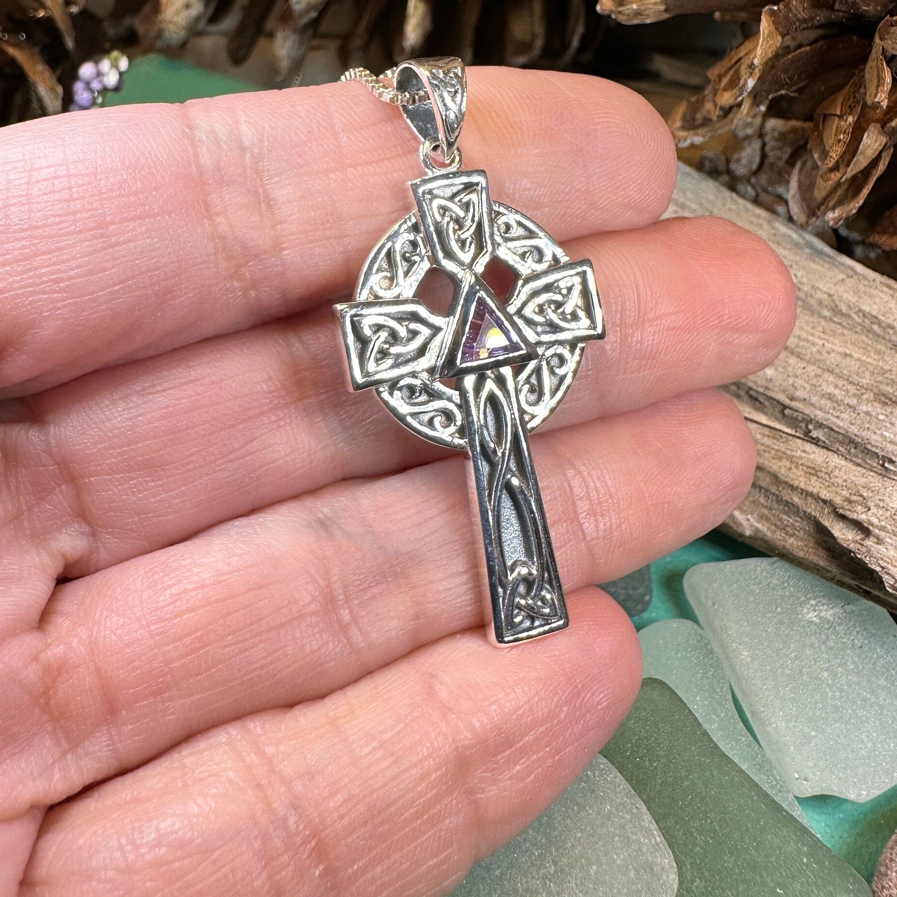 Recovery Celtic Cross Necklace in Sterling Silver