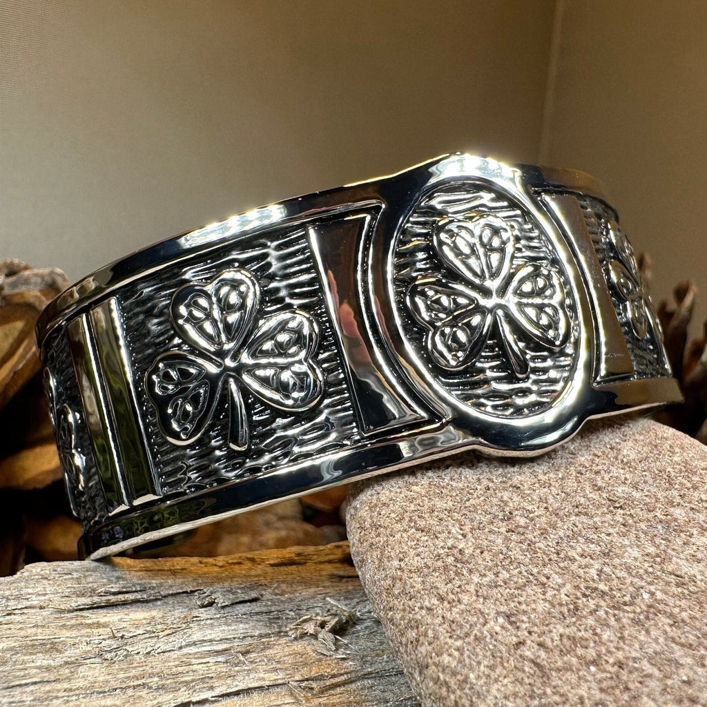 Pewter Irish Shamrock Cuff Bracelet
