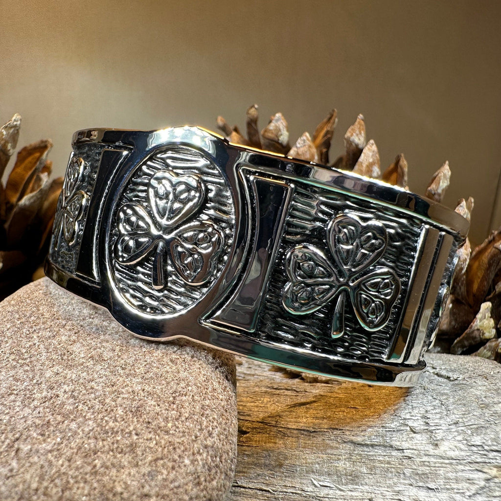 Pewter Irish Shamrock Cuff Bracelet