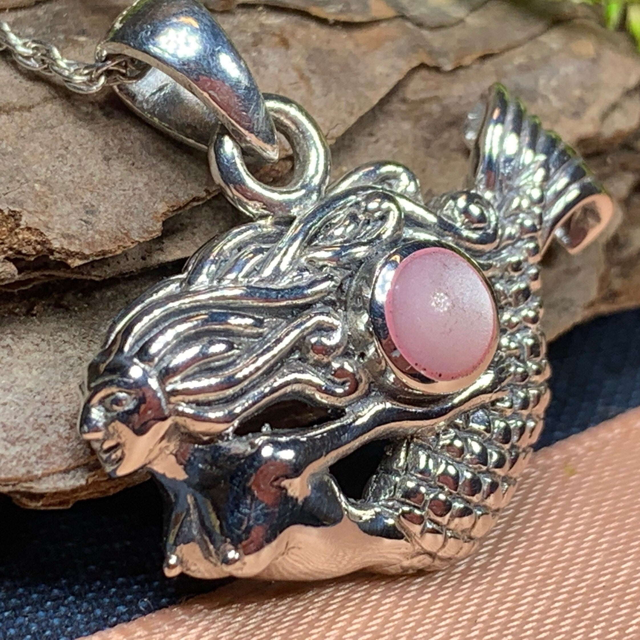 Free Spirit Mermaid Necklace with Pink Seashell Inlay
