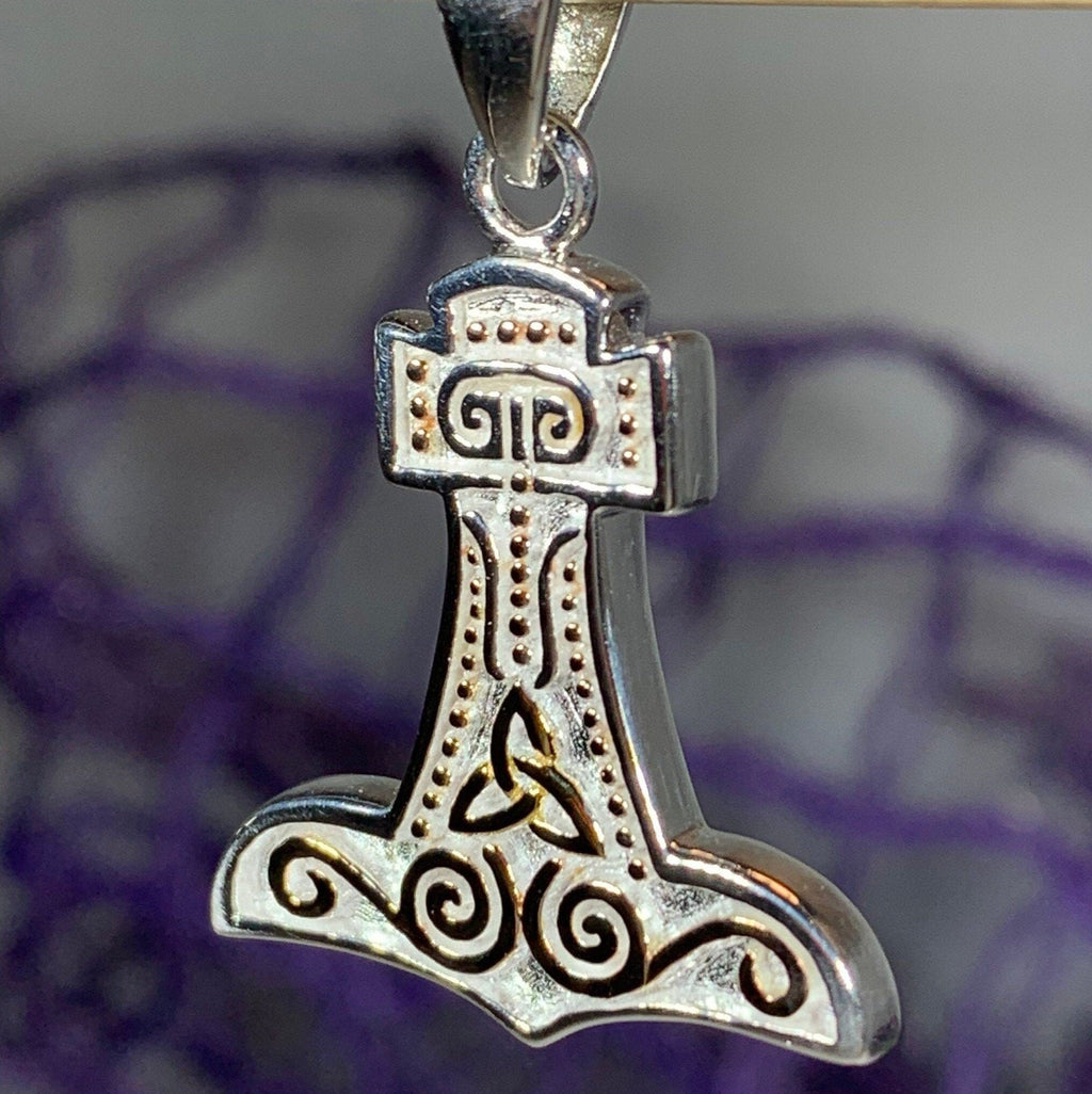 Old Norse Thor's Hammer Necklace in Sterling Silver