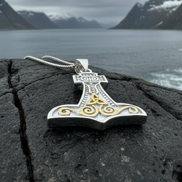 Old Norse Thor's Hammer Necklace in Sterling Silver