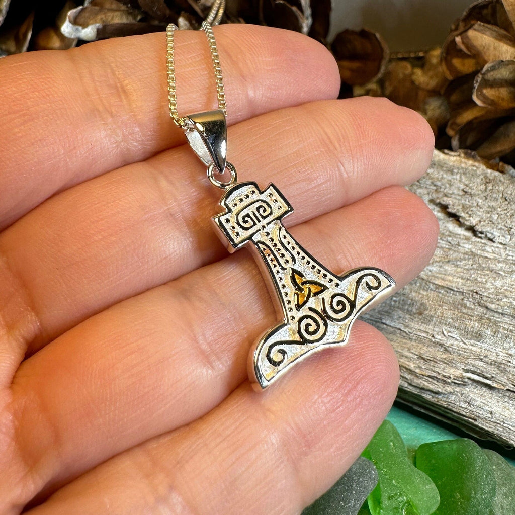 Old Norse Thor's Hammer Necklace in Sterling Silver