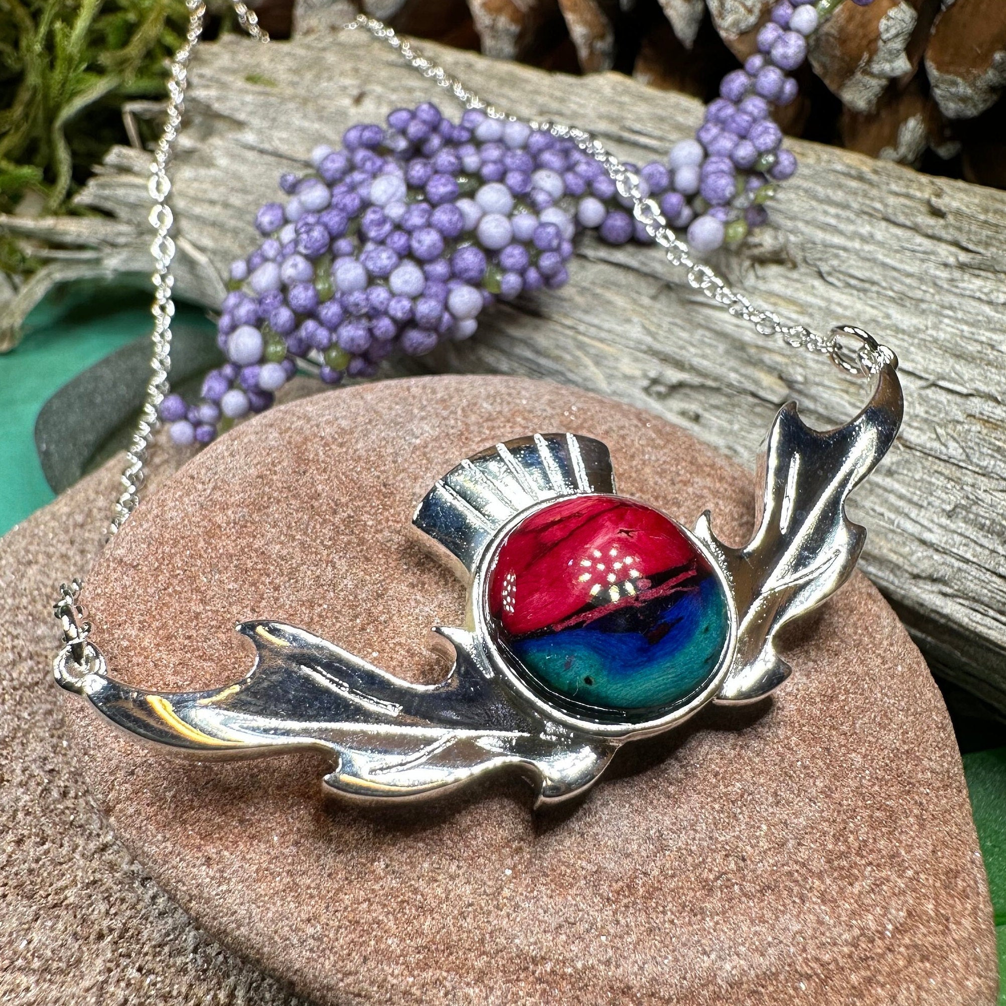 Scottish Heathergems Thistle Necklace - Handmade in Scotland