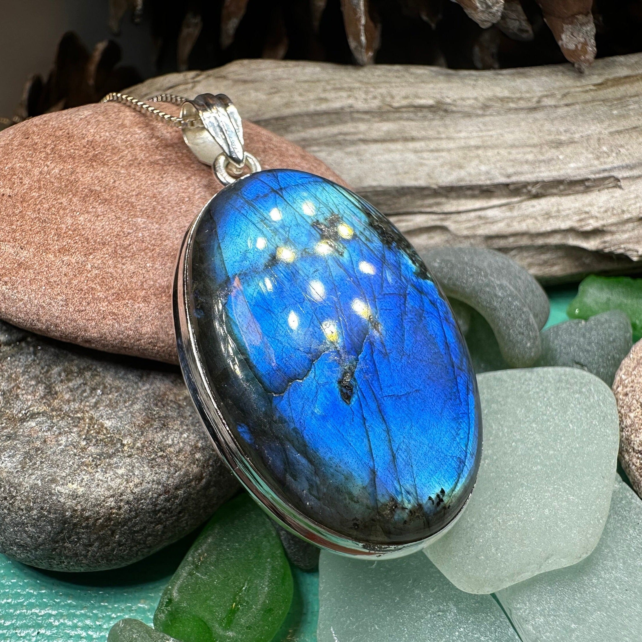 Blue Celtic Night Labradorite Necklace