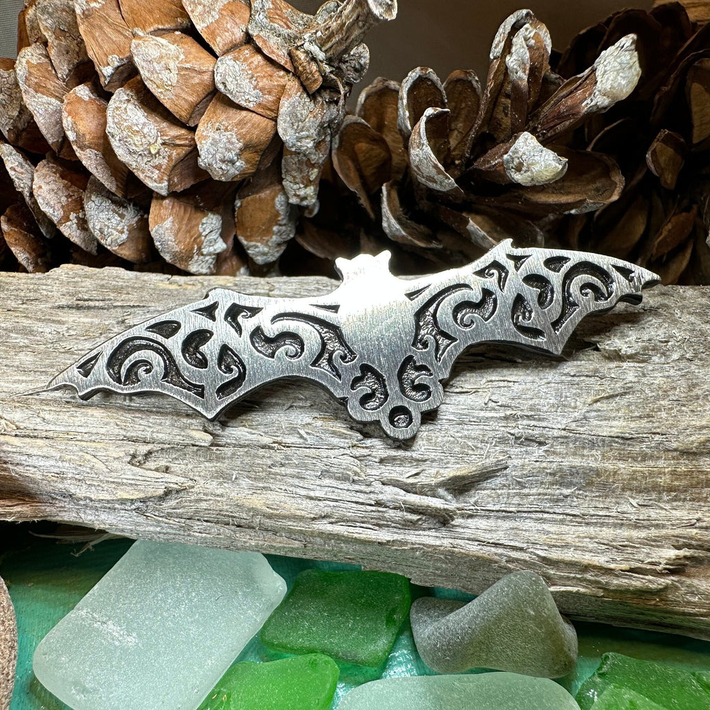 Gothic Bat Brooch in Pewter