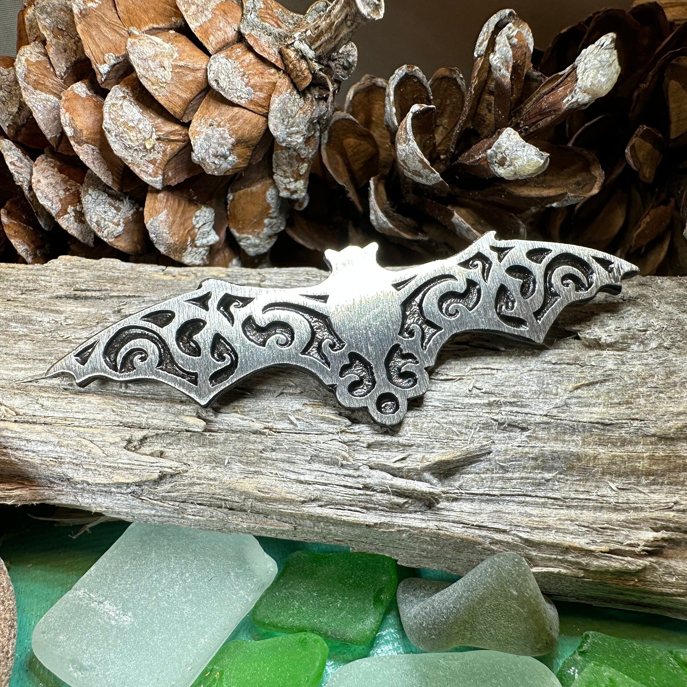 Gothic Bat Brooch in Pewter