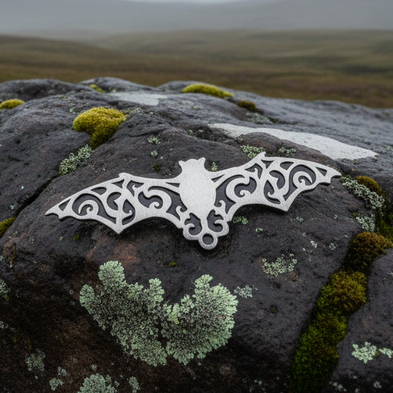Gothic Bat Brooch in Pewter