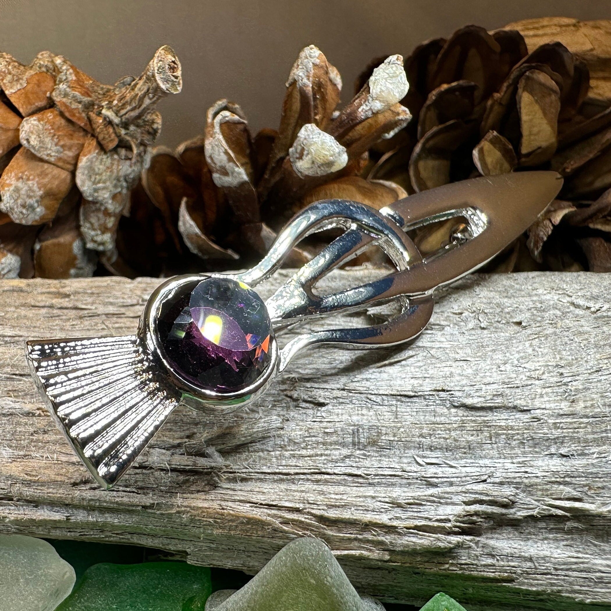 Tollak Thistle Kilt Pin with Crystal