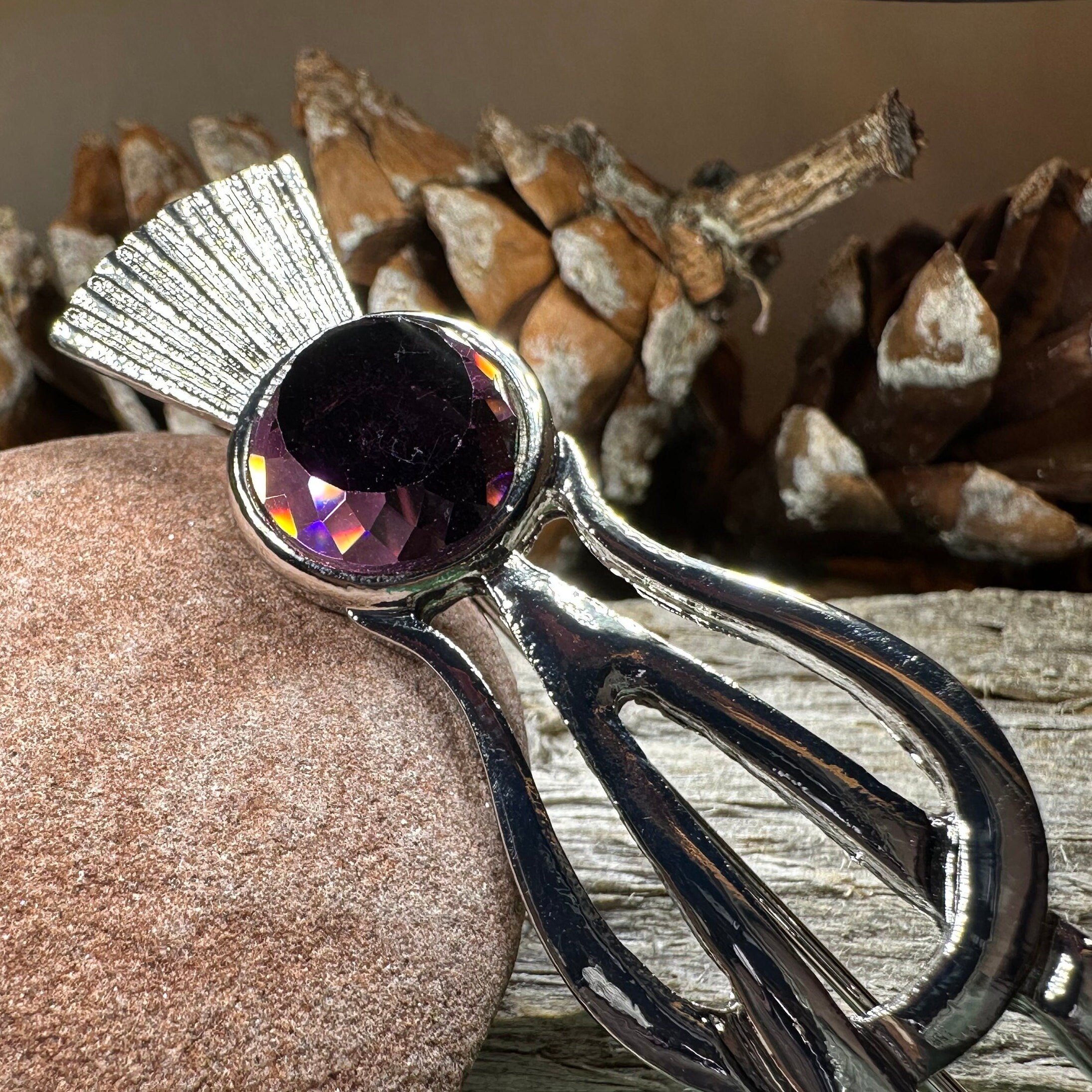 Tollak Thistle Kilt Pin with Crystal