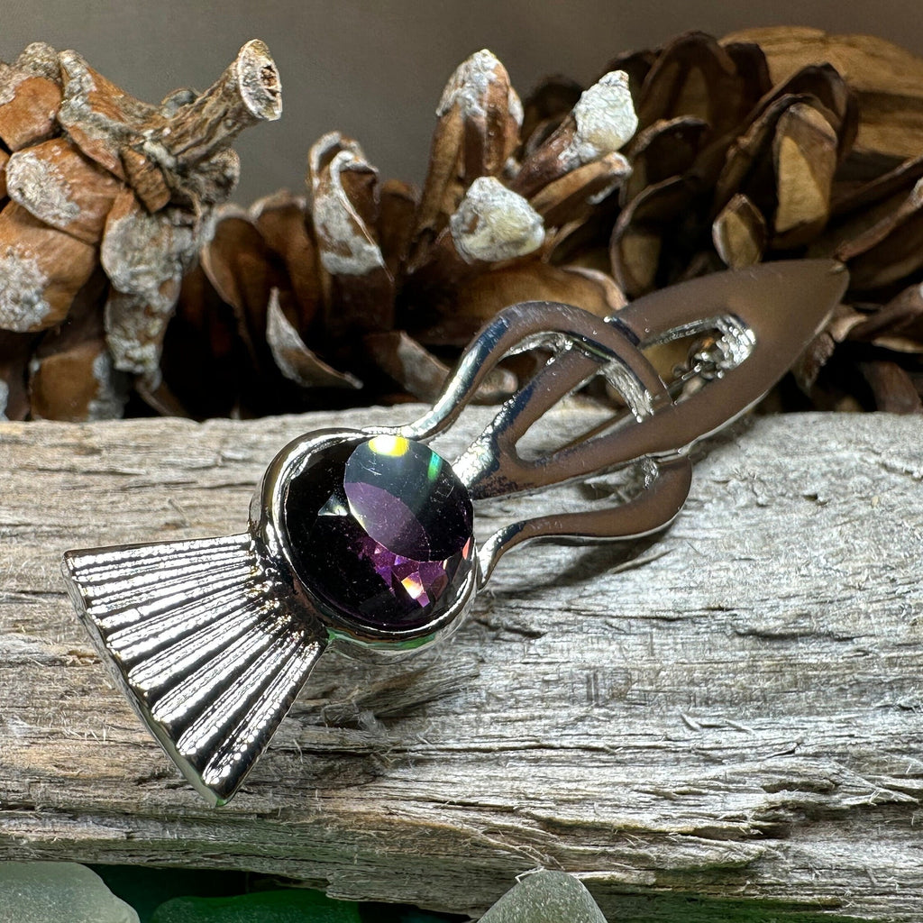 Tollak Thistle Kilt Pin with Crystal