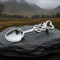 Welsh Celtic Heart Love Spoon Brooch - Sterling Silver Pin