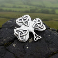 Trinity Knot Shamrock Brooch in Pewter
