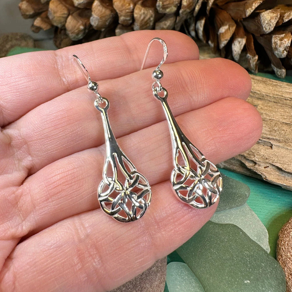 Celtic Teardrop Earrings in Sterling Silver