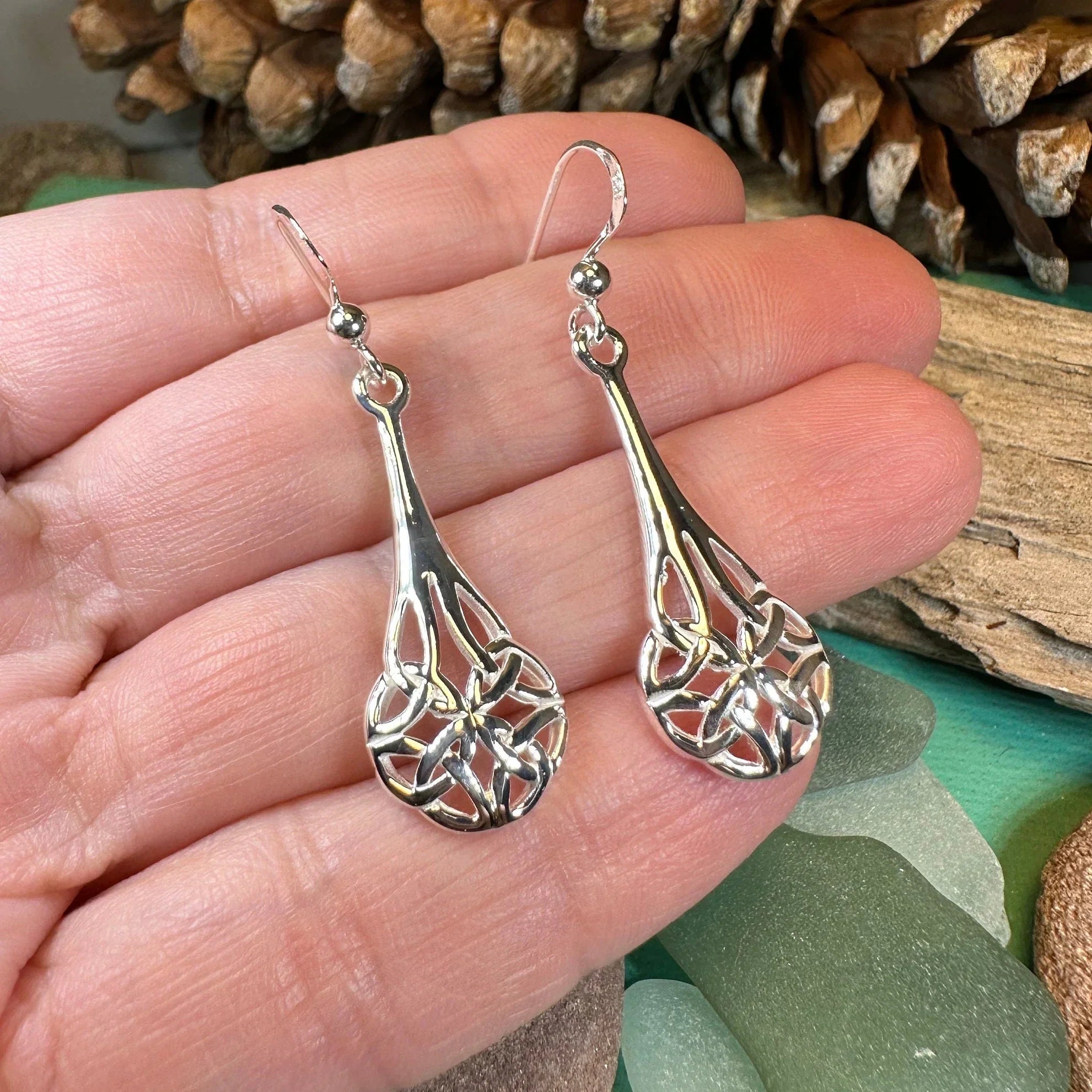 Celtic Teardrop Earrings in Sterling Silver