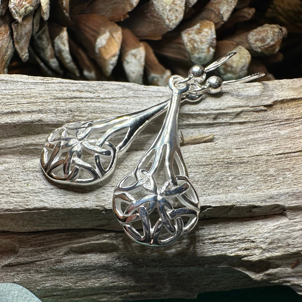 Celtic Teardrop Earrings in Sterling Silver