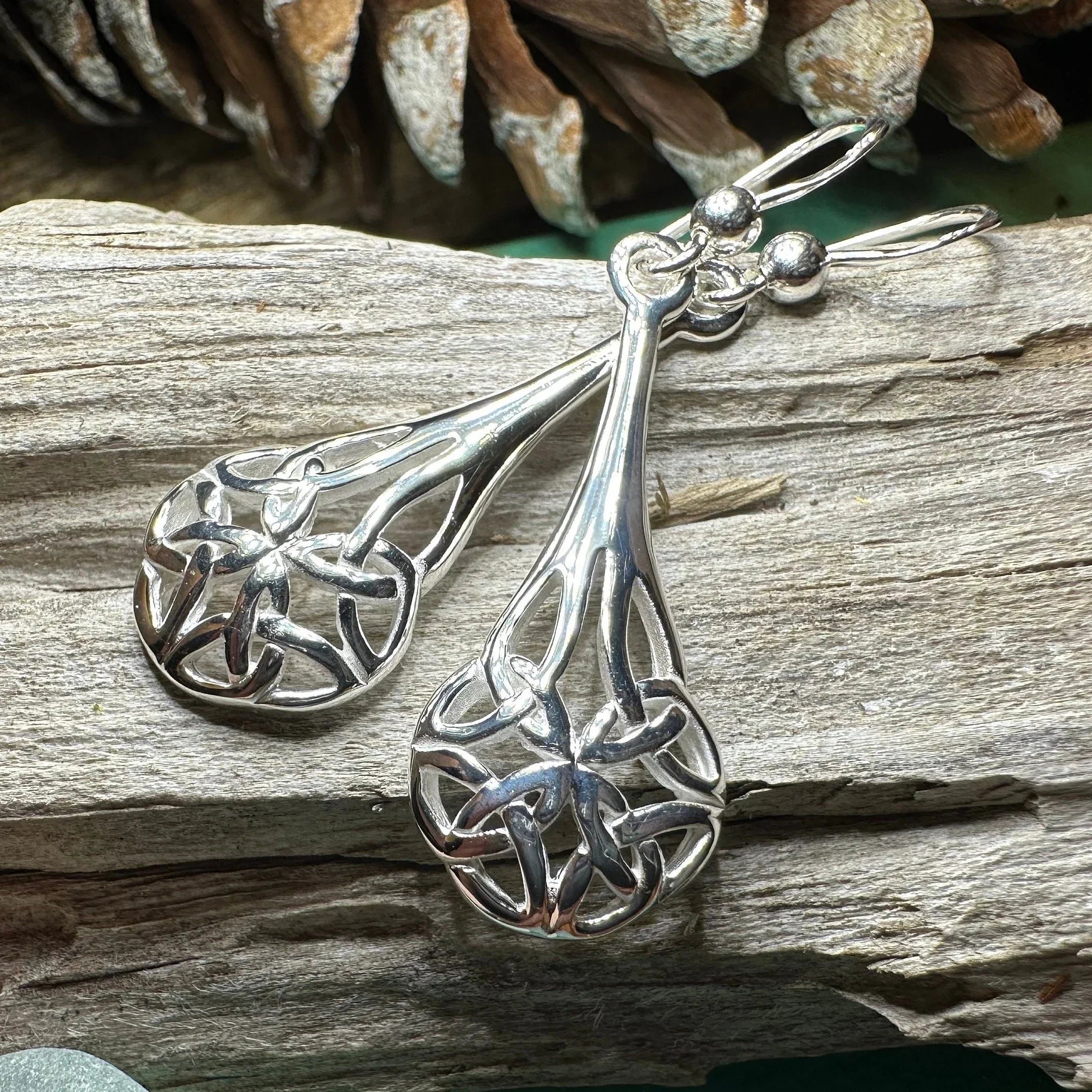 Celtic Teardrop Earrings in Sterling Silver