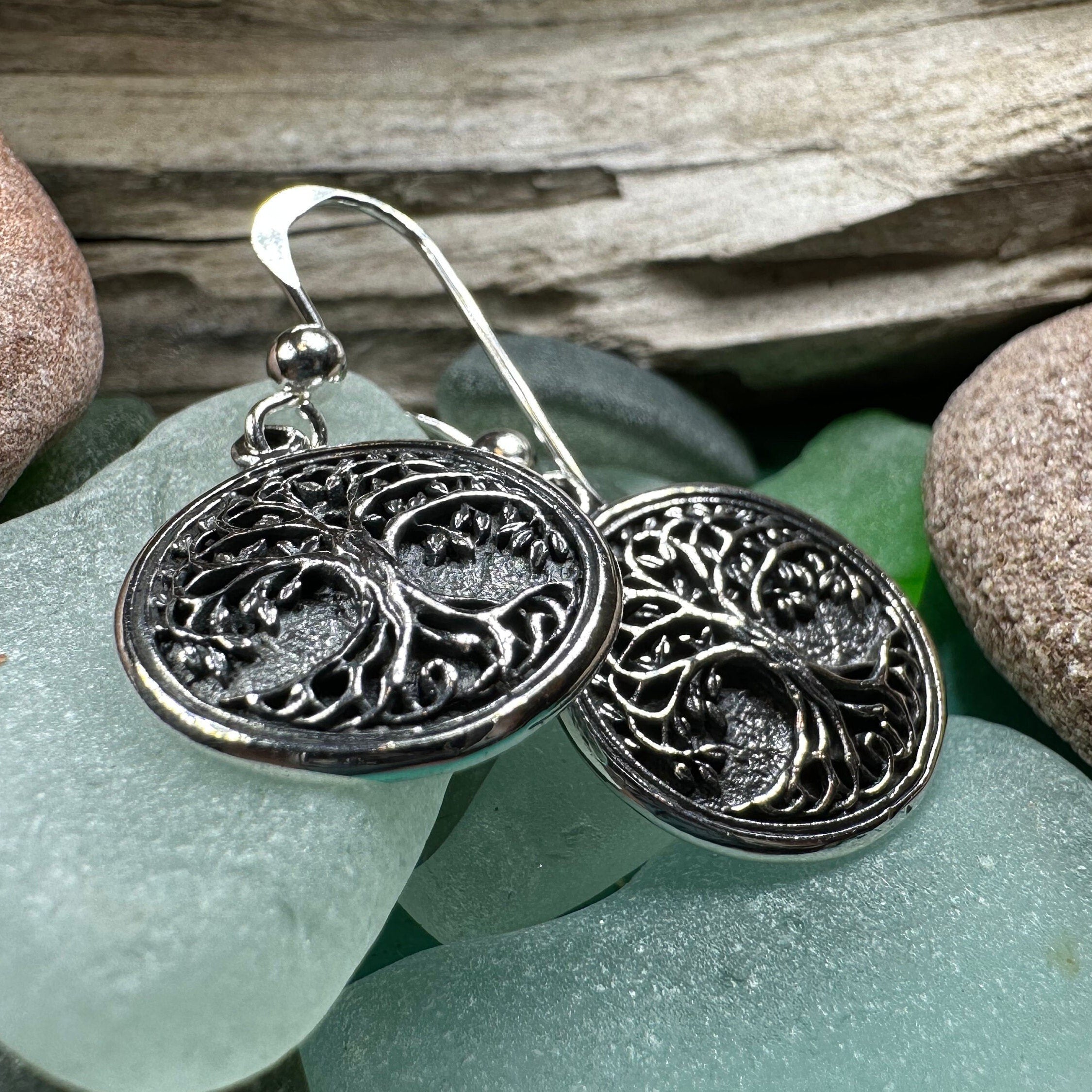 Brielle Celtic Tree of Life Earrings in Sterling Silver