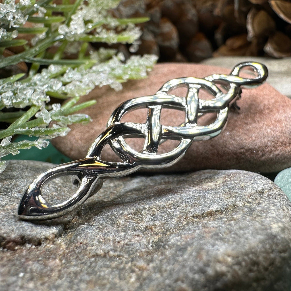 Volunti Celtic Knot Bar Brooch in Sterling Silver