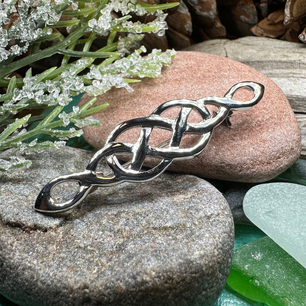 Volunti Celtic Knot Bar Brooch in Sterling Silver