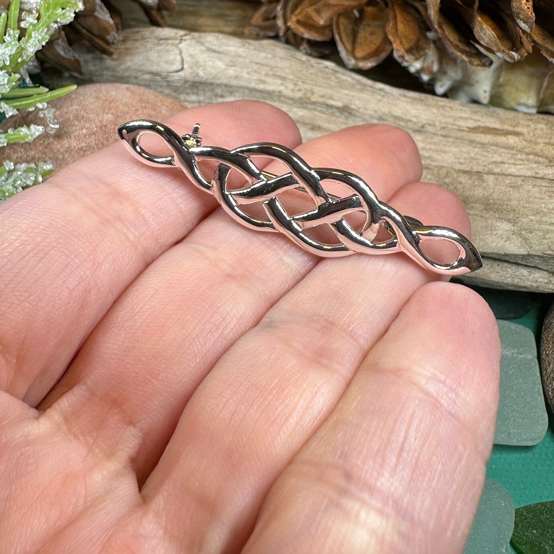 Volunti Celtic Knot Bar Brooch in Sterling Silver