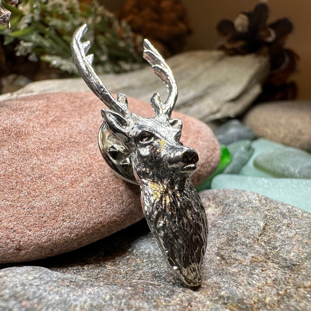 Scottish Stag Lapel Pin in Pewter