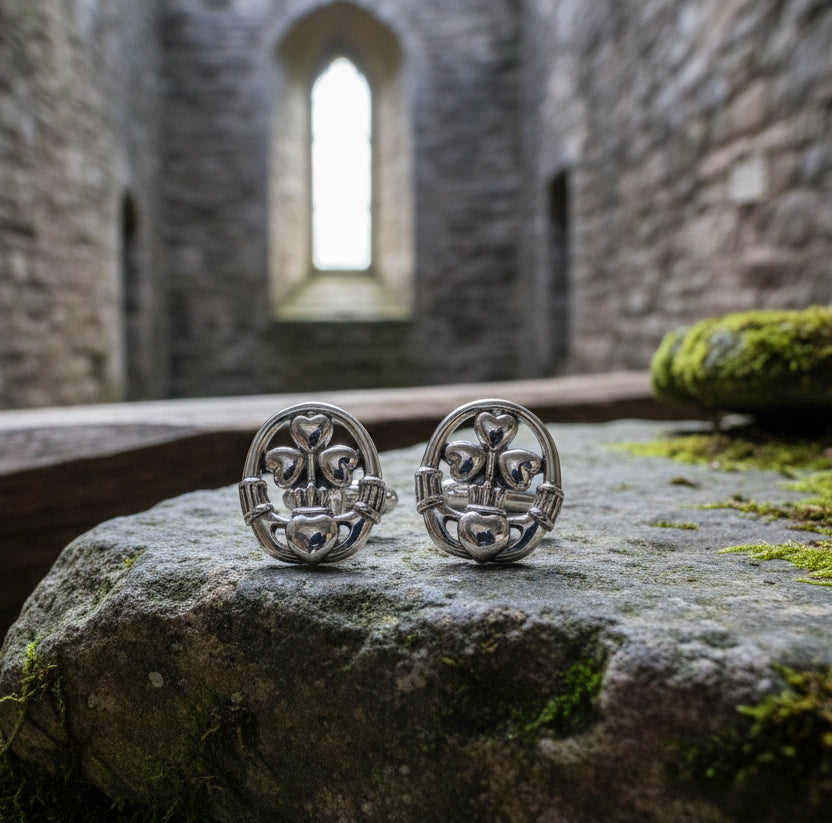 Fergal Irish Claddagh Sterling Silver Cuff Links