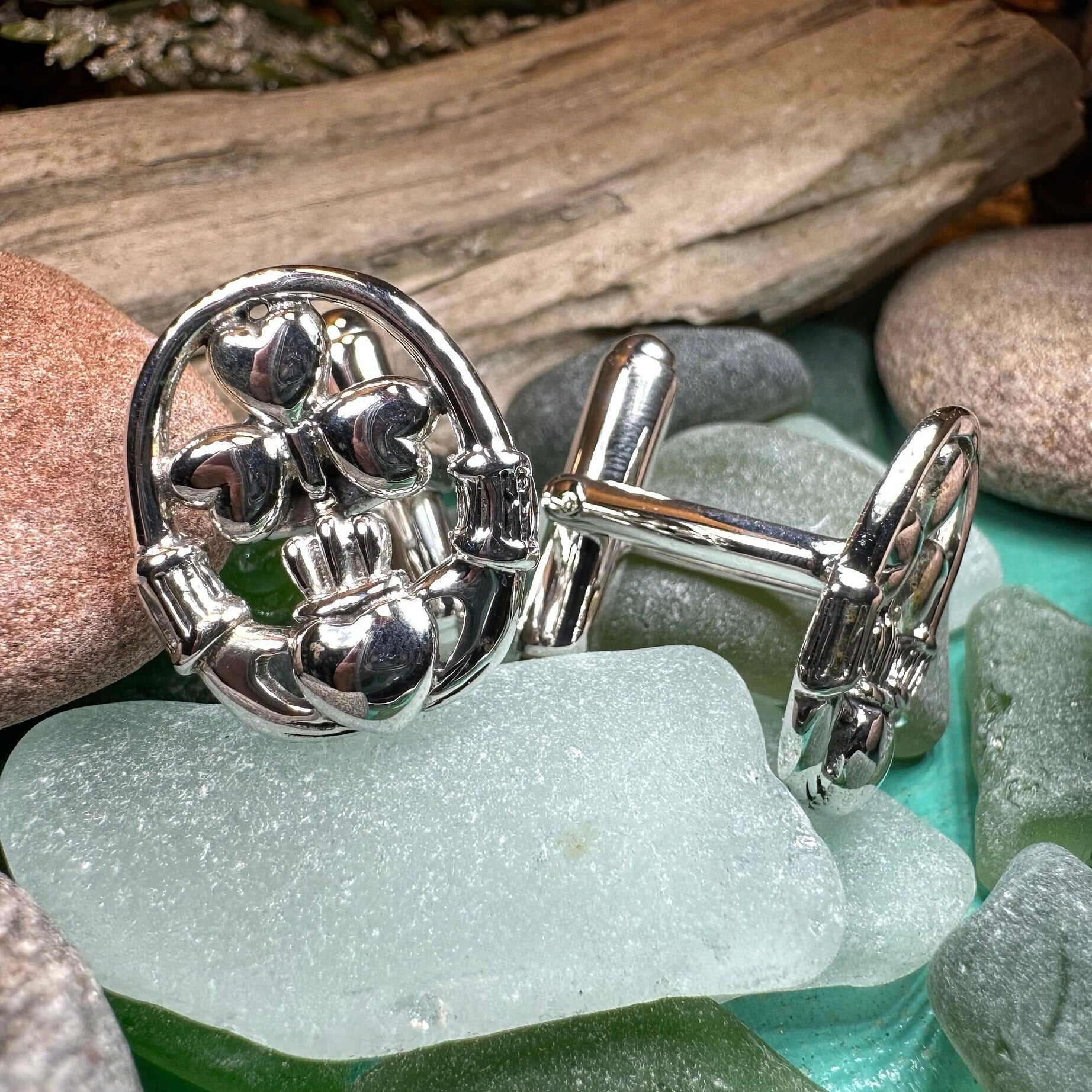 Fergal Irish Claddagh Sterling Silver Cuff Links