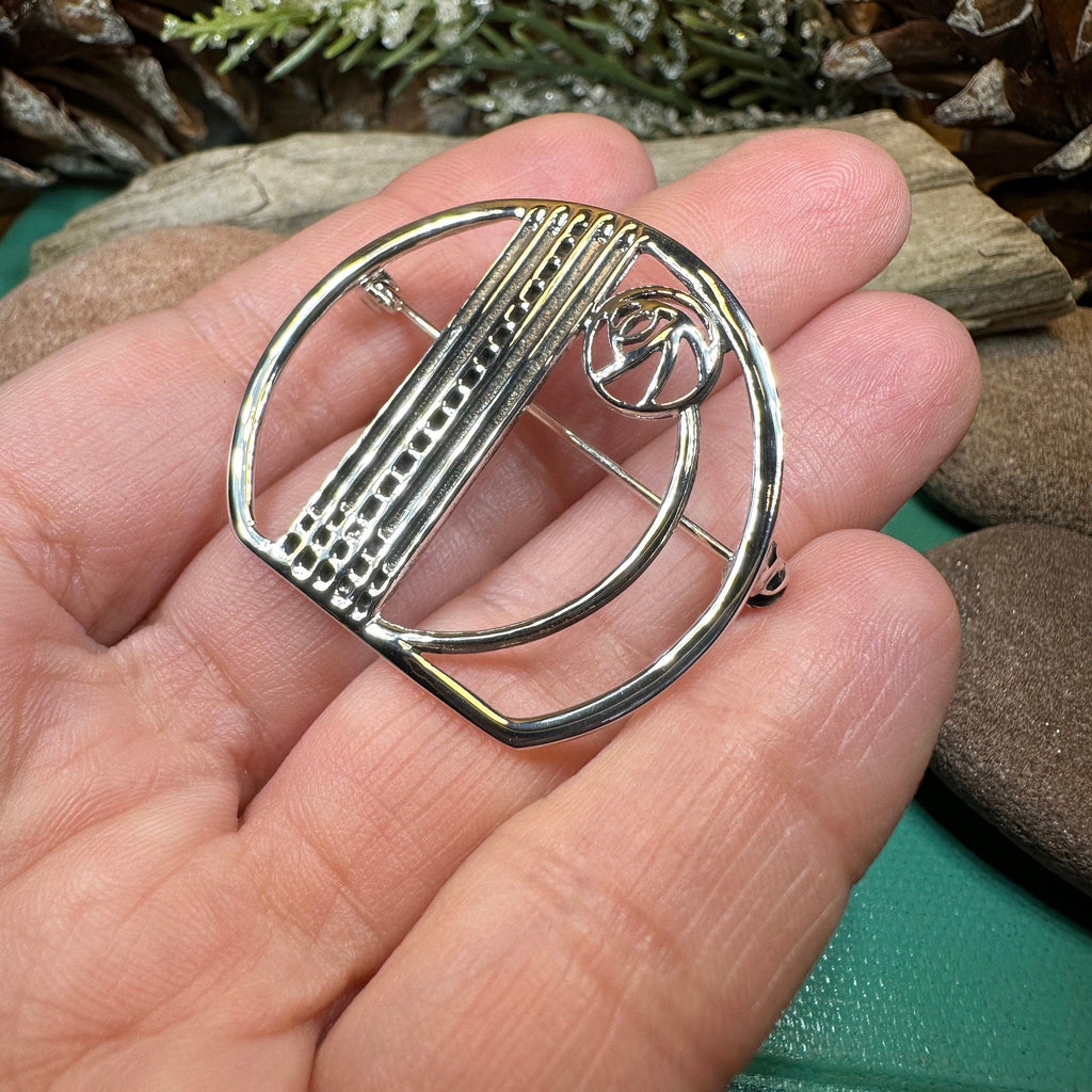 Myra Scottish Mackintosh Rose Brooch in Sterling Silver