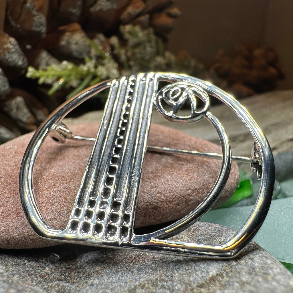 Myra Scottish Mackintosh Rose Brooch in Sterling Silver