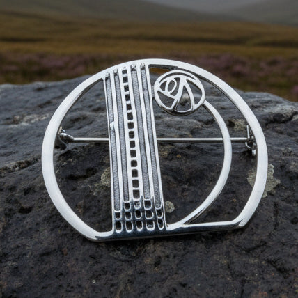 Myra Scottish Mackintosh Rose Brooch in Sterling Silver