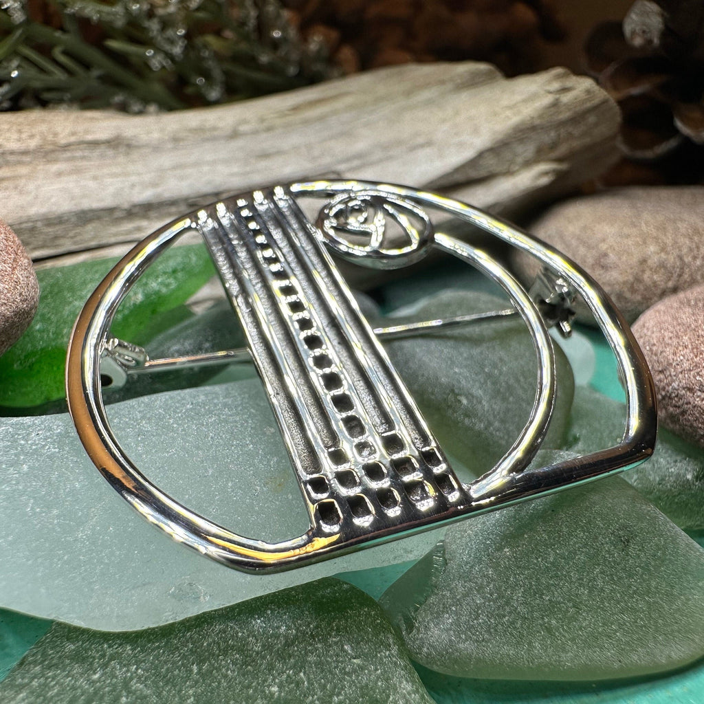 Myra Scottish Mackintosh Rose Brooch in Sterling Silver