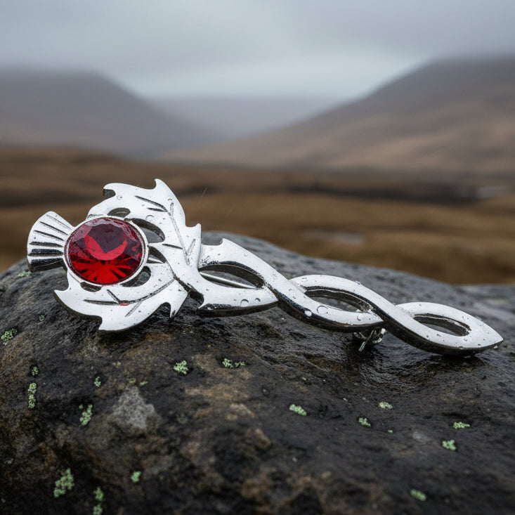 Crystal Thistle Kilt Pin