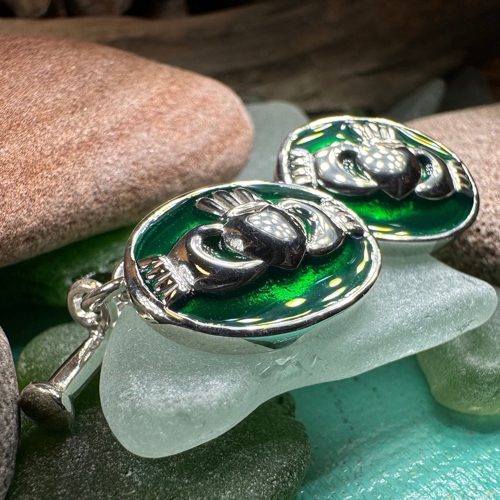 Emerald Green Claddagh Cufflinks for Men