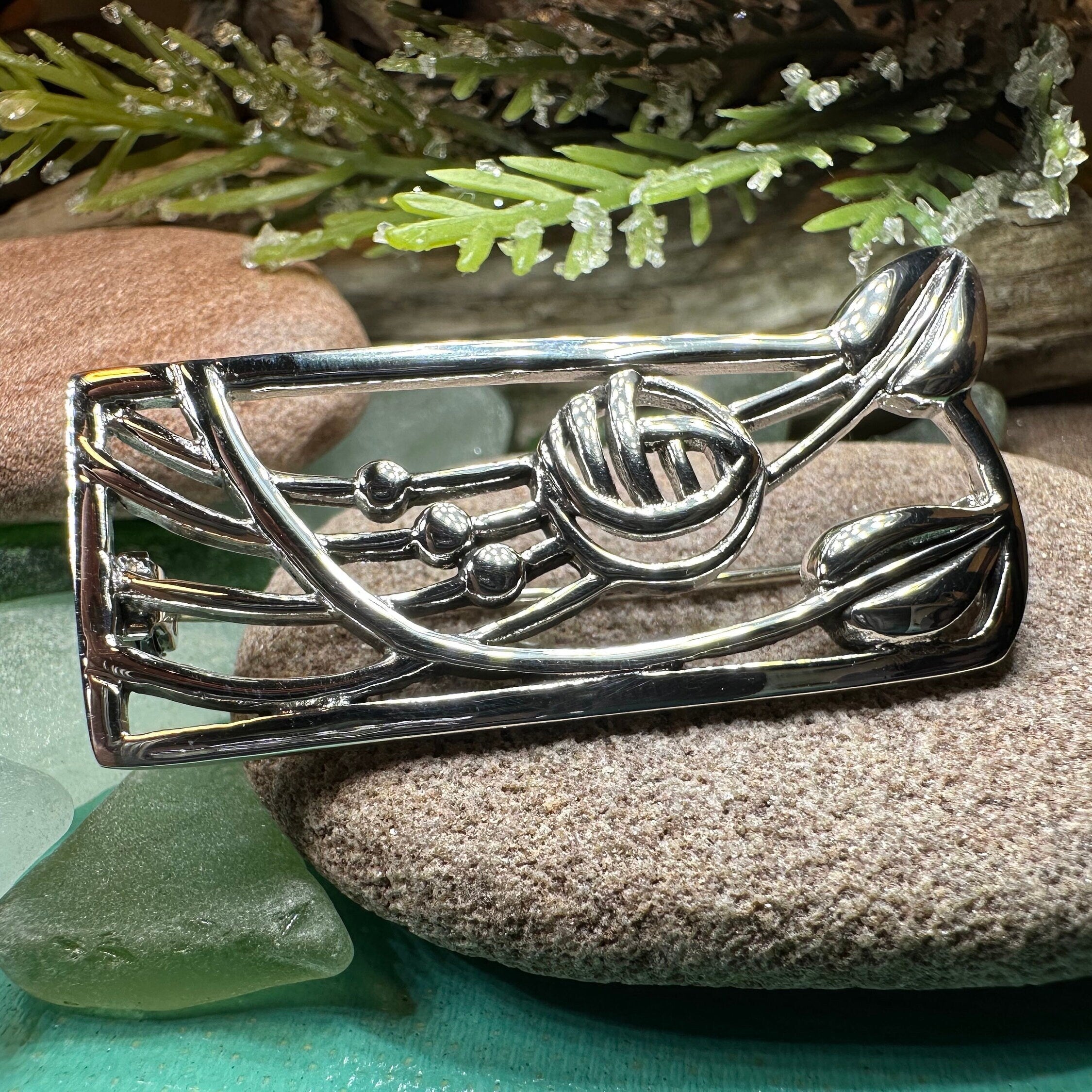 Scottish Mackintosh Roses Brooch in Sterling Silver