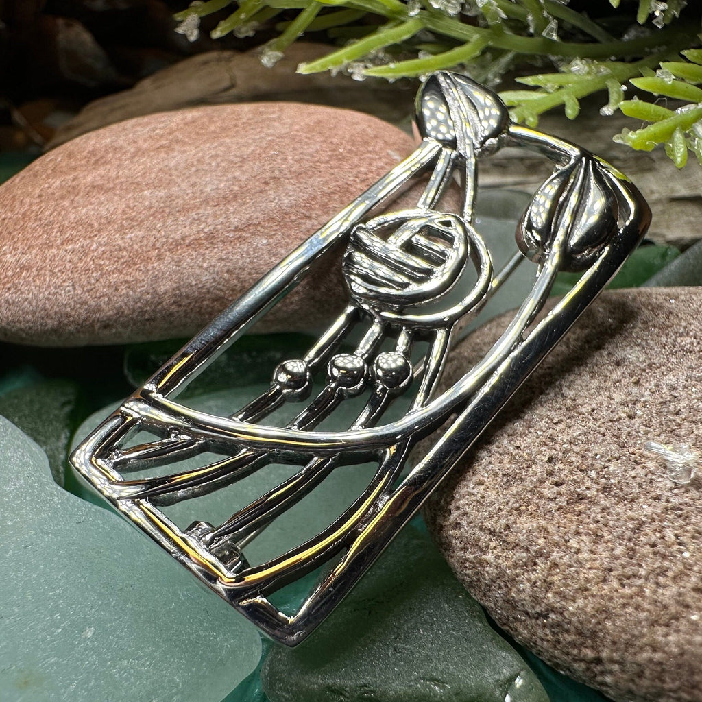 Scottish Mackintosh Roses Brooch in Sterling Silver