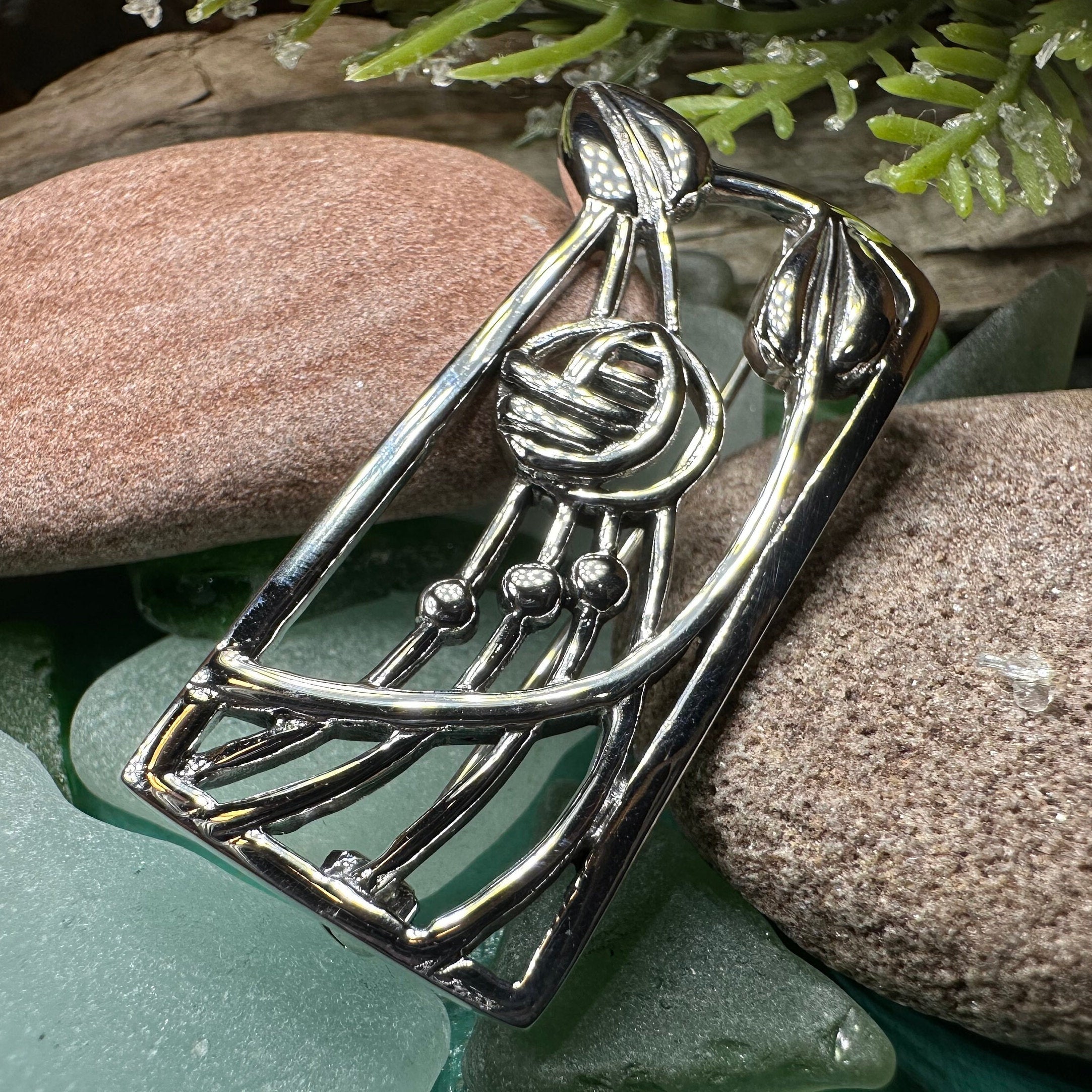 Scottish Mackintosh Roses Brooch in Sterling Silver